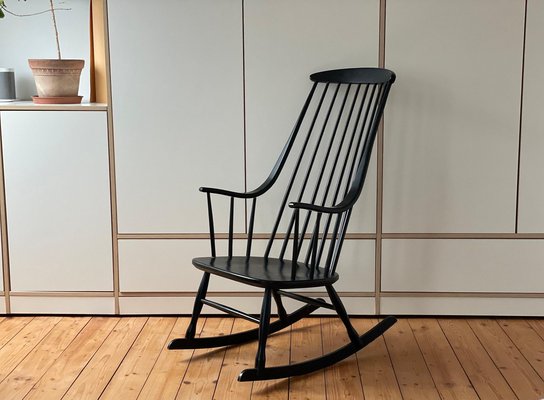 Danish Black Rocking Chair, 1950s-WSA-1723506