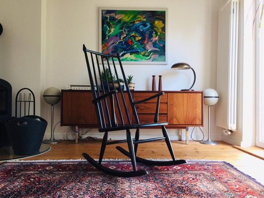 Danish Black Rocking Chair, 1950s-WSA-831218