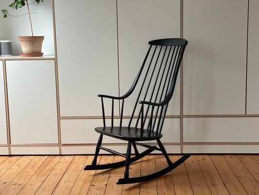 Danish Black Rocking Chair, 1950s-WSA-1723506