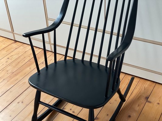 Danish Black Rocking Chair, 1950s-WSA-1723506