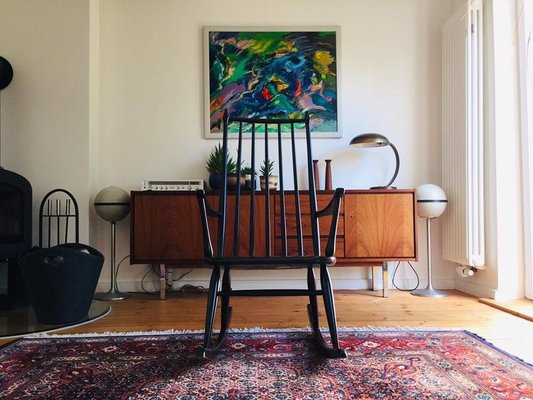 Danish Black Rocking Chair, 1950s-WSA-831218