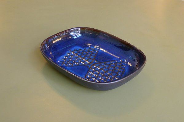 Danish Blue Ceramic Model 3332 Bowl with Diamond Pattern by Einar Johansen for Søholm, 1960s-VRE-715585