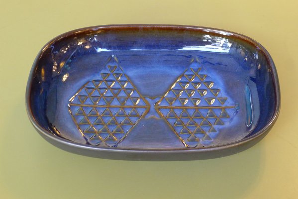 Danish Blue Ceramic Model 3332 Bowl with Diamond Pattern by Einar Johansen for Søholm, 1960s-VRE-715585