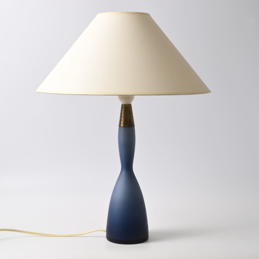 Danish Blue Glass Table Lamp by Bent Nordsted for Kastrup, 1960s