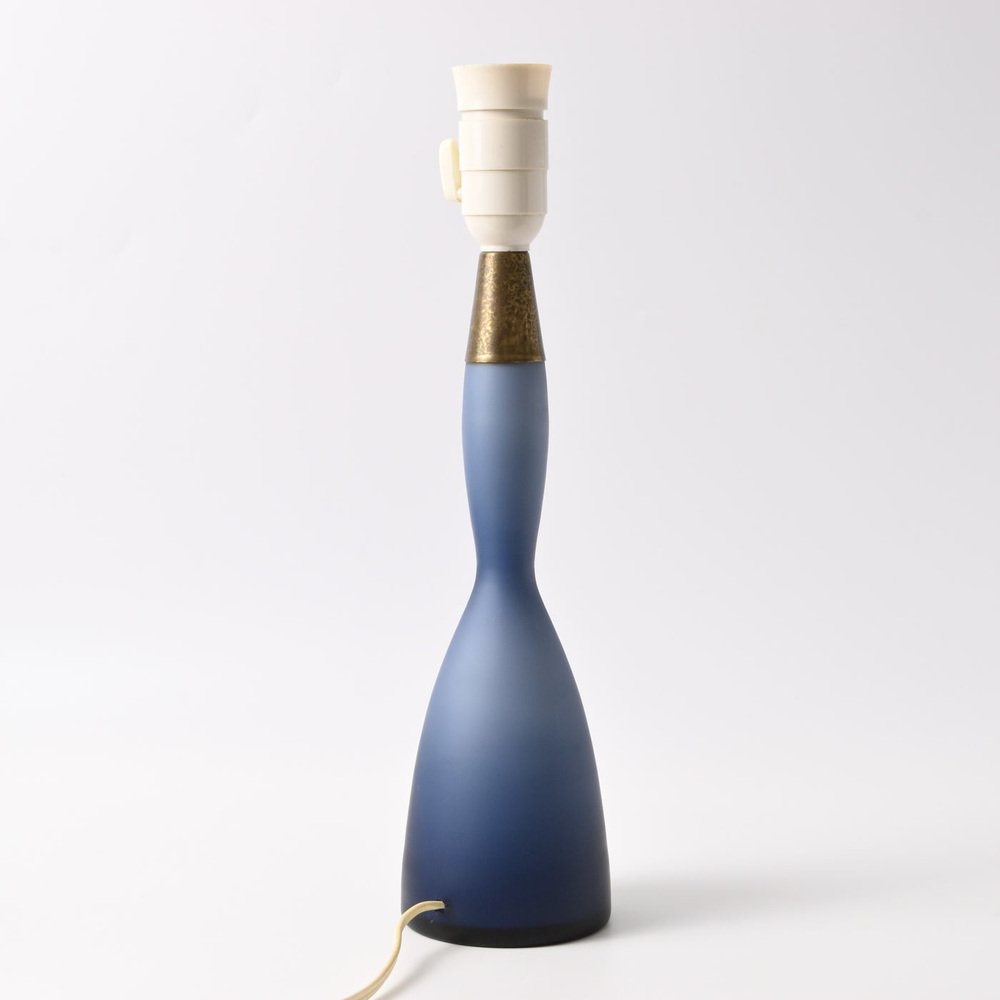 Danish Blue Glass Table Lamp by Bent Nordsted for Kastrup, 1960s