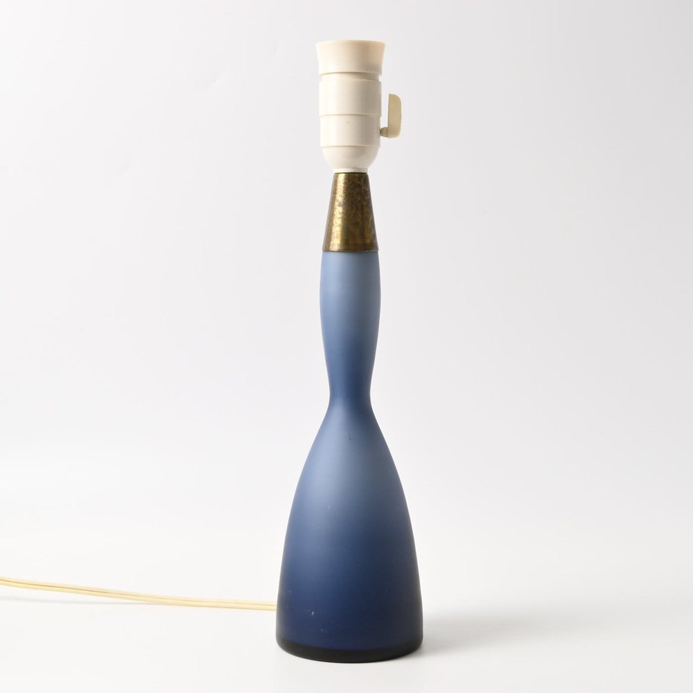 Danish Blue Glass Table Lamp by Bent Nordsted for Kastrup, 1960s