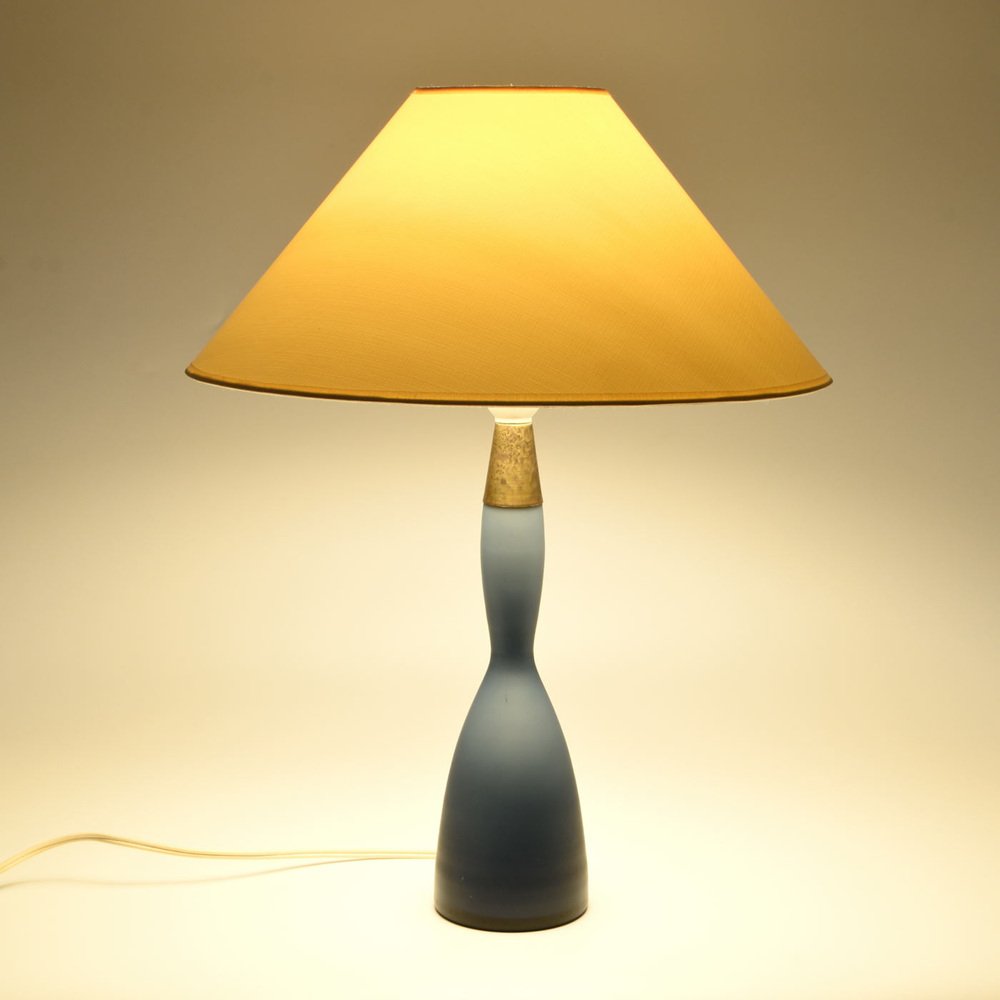 Danish Blue Glass Table Lamp by Bent Nordsted for Kastrup, 1960s