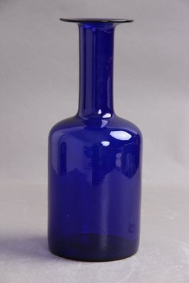 Danish Blue Glass Vase by Otto Bauer for Kastrup Glasværk, 1959-DQ-1422721