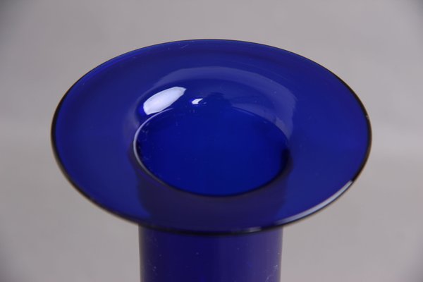 Danish Blue Glass Vase by Otto Bauer for Kastrup Glasværk, 1959-DQ-1422721