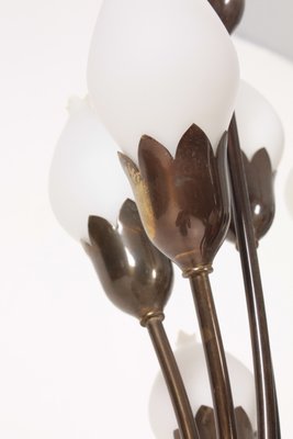 Danish Brass and Glass Tulip Chandelier from Fog & Mørup, 1950s-FK-704952