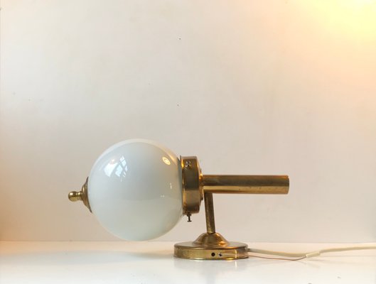 Danish Brass and Opaline Glass Wall Sconce from Abo Metalkunst, 1970s-LCR-749612