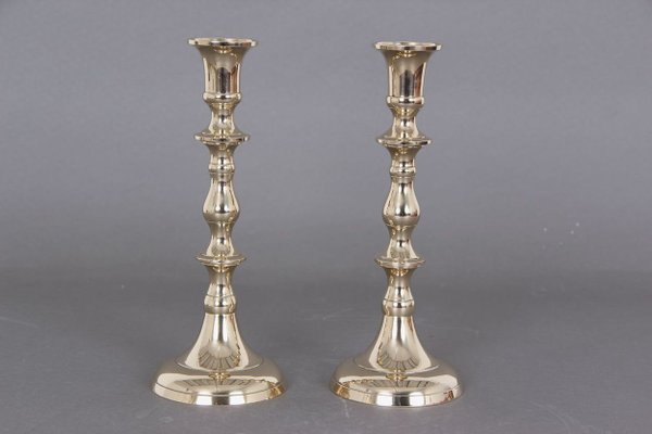 Danish Brass Candleholders, 1950s, Set of 2-DQ-623607