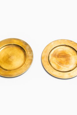 Danish Brass Coaster Dining Plates from Stelton, Set of 14-SC-1137450