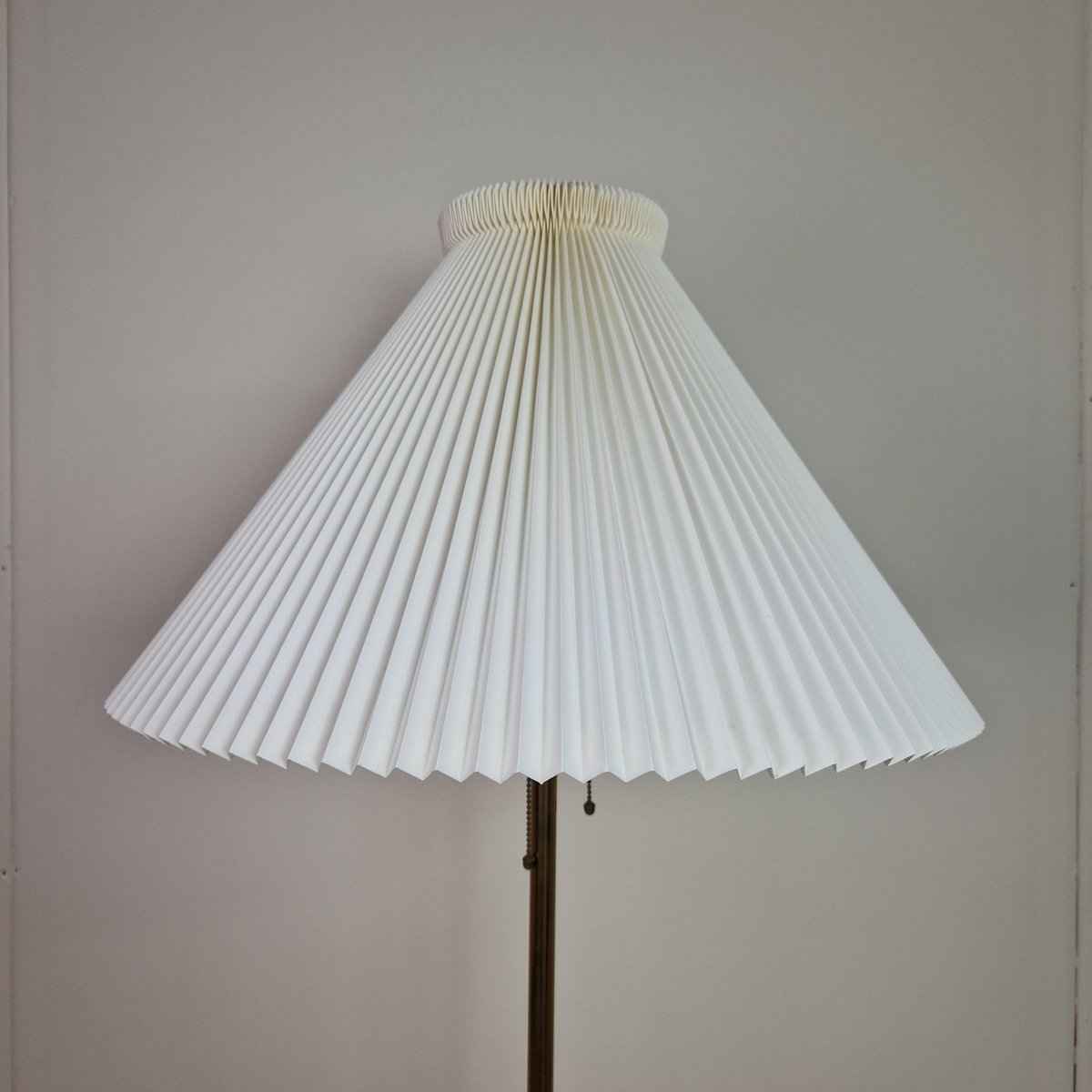 Danish Brass Floor Lamp with Le Klint Lampshade, 1960s