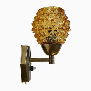 Danish Brass & Glass Wall Sconce by J. Sommer, 1960s-LCR-1424900