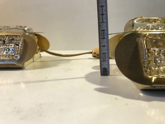 Danish Brass & Glass Wall Sconces from Vitrika, 1960s, Set of 2-LCR-831925