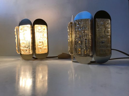 Danish Brass & Glass Wall Sconces from Vitrika, 1960s, Set of 2-LCR-831925