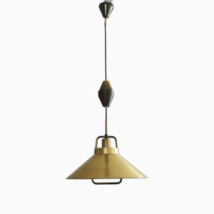 Danish Brass Hanging Lamp by Fritz Schlegel for Lyfa, 1960s-FJP-2028920