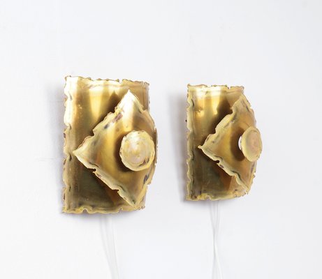 Danish Brass Wall Lamps by Svend Aage Holm Sørensen for Holm Sørensen & Co, 1960s, Set of 2-SN-2040325