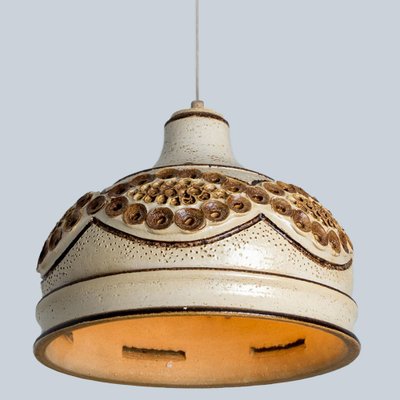 Danish Brown Beige Ceramic Pendant, 1970-VDW-1739991