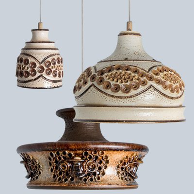 Danish Brown Beige Ceramic Pendant, 1970-VDW-1739991