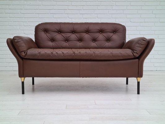 Danish Brown Leather Sofa, 1970s-TMW-810297