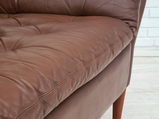 Danish Brown Leather Sofa, 1970s-TMW-810297