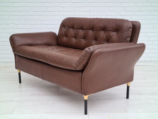 Danish Brown Leather Sofa, 1970s-TMW-810297