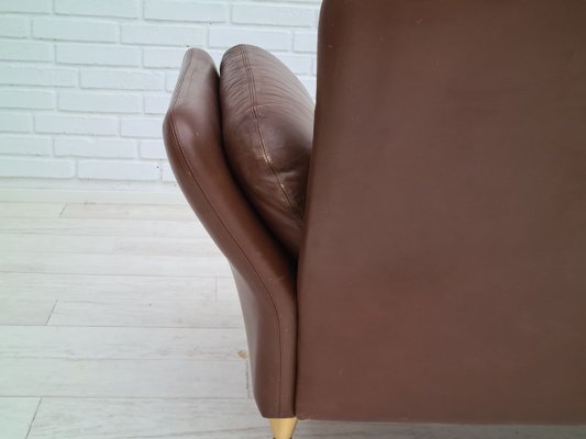 Danish Brown Leather Sofa, 1970s-TMW-810297