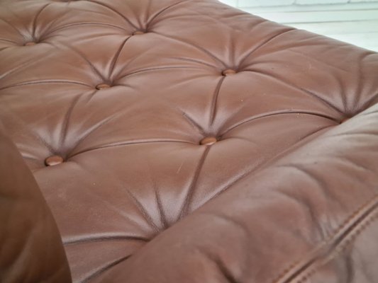 Danish Brown Leather Sofa, 1970s-TMW-810297