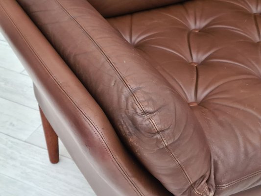 Danish Brown Leather Sofa, 1970s-TMW-810297