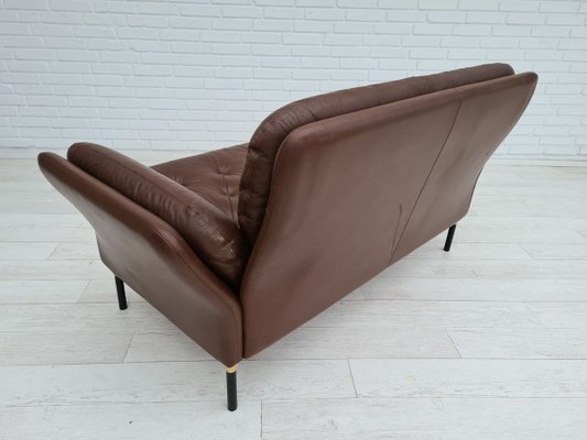 Danish Brown Leather Sofa, 1970s-TMW-810297