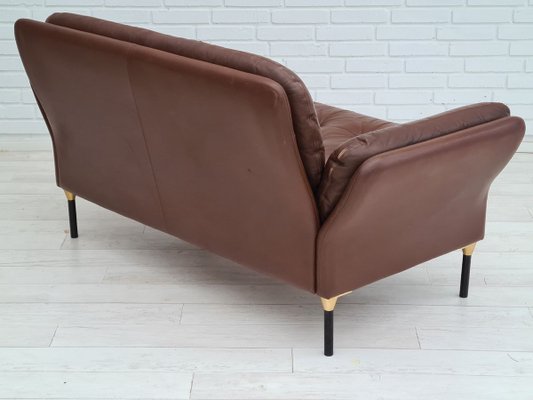 Danish Brown Leather Sofa, 1970s-TMW-810297