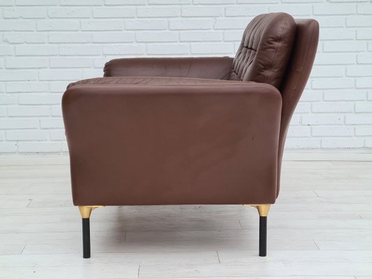 Danish Brown Leather Sofa, 1970s-TMW-810297