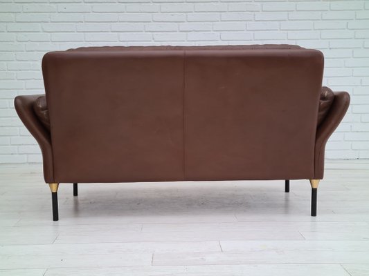 Danish Brown Leather Sofa, 1970s-TMW-810297