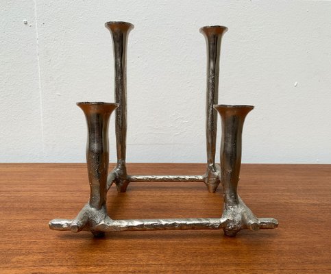 Danish Brutalist Sculptural Cast Aluminum Candleholder-UAH-1332176