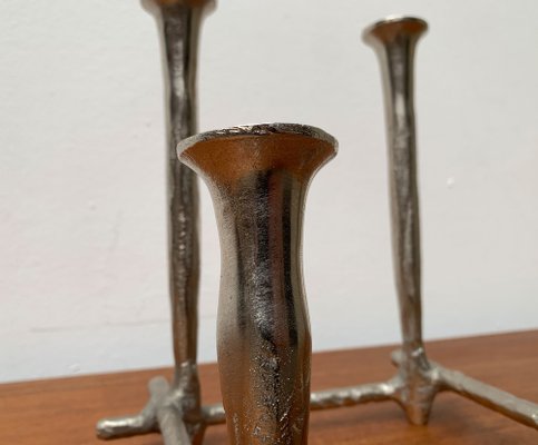 Danish Brutalist Sculptural Cast Aluminum Candleholder-UAH-1332176