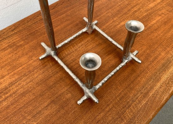 Danish Brutalist Sculptural Cast Aluminum Candleholder-UAH-1332176