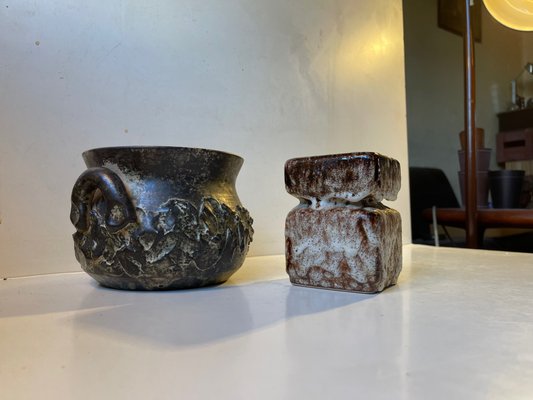 Danish Brutalist Vases in Glazed Ceramic, 1970s, Set of 2-LCR-1251961