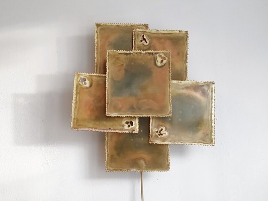 Danish Brutalist Wall Light in Brass by Svend Aage Holm Sørensen, 1960s-CGX-1806201