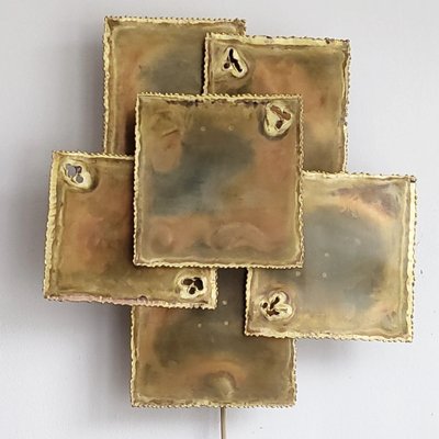 Danish Brutalist Wall Light in Brass by Svend Aage Holm Sørensen, 1960s-CGX-1806201