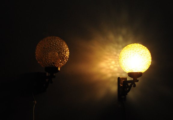 Danish Bubble Glass Wall Lights, 1960s, Set of 2-KDW-1293192