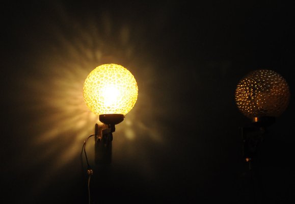 Danish Bubble Glass Wall Lights, 1960s, Set of 2-KDW-1293192