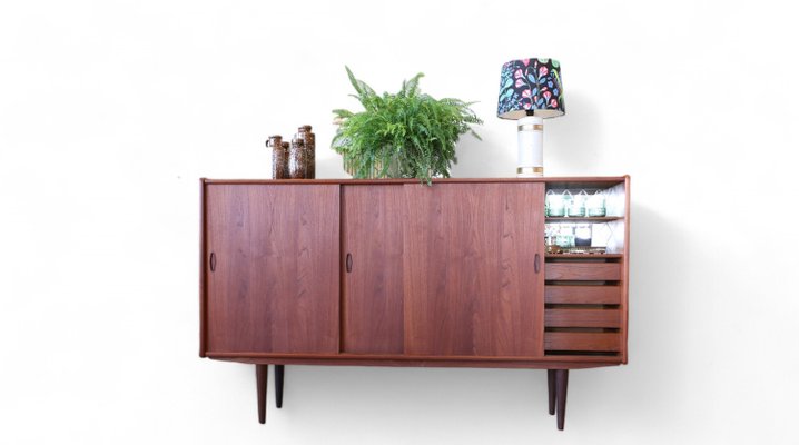 Danish Cabinet in Teak with Bar and Sliding Doors, 1960s-BPJ-2021741