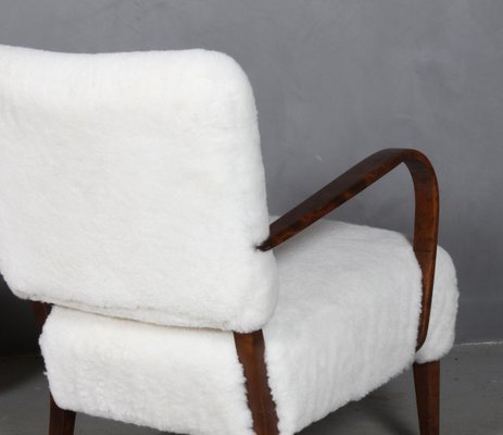 Danish Cabinetmaker Lounge Chairs in Lambskin, 1940s, Set of 2-HJB-1017823