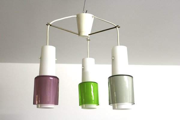 Danish Ceiling Light with Colourful Glass Shades, 1960s-ZWH-1785266