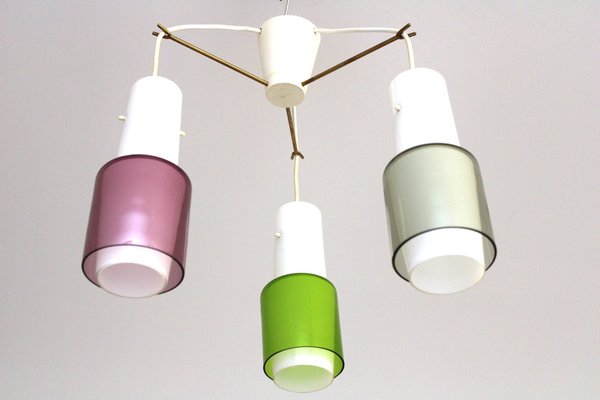 Danish Ceiling Light with Colourful Glass Shades, 1960s-ZWH-1785266