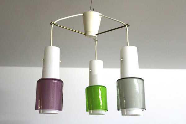 Danish Ceiling Light with Colourful Glass Shades, 1960s-ZWH-1785266