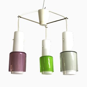 Danish Ceiling Light with Colourful Glass Shades, 1960s-ZWH-1785266