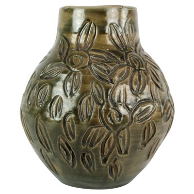 Danish Ceramic Vase with Dark Glaze, 1960s-UY-1000729